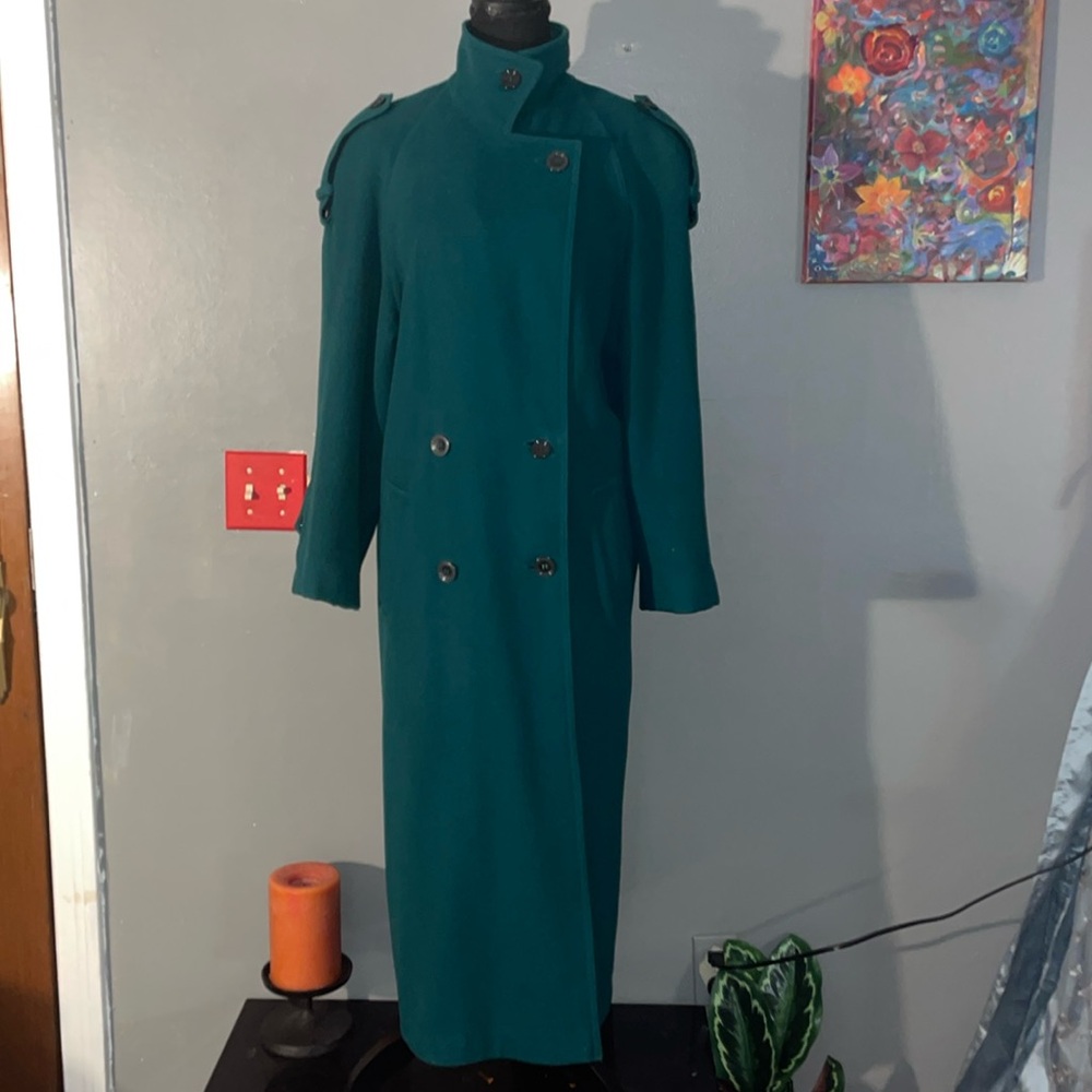 Worthington full length double breasted funnel neck wool coat 8